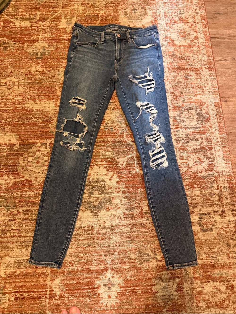 American Eagle Outfitters Distressed Blue Skinny Jeans